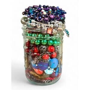 Mixed Jewelry Jar Lot Colorful Bracelets Necklaces Fun Pieces